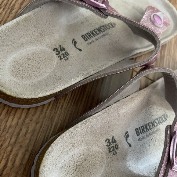 Birkenstock Youth Girls Size 34 US 3 Pink Cosmic Sparkle Old Rose Gizeh Sandals - Picture 9 of 11